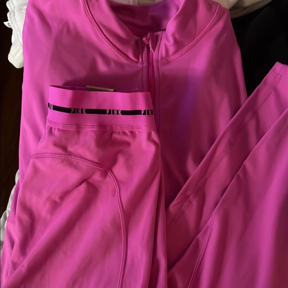 Pink Women's Crop Jacket and leggings